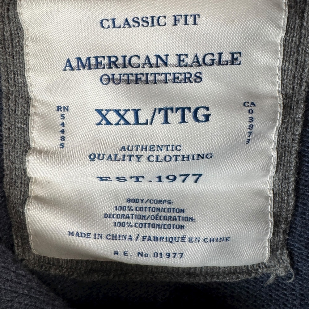 American Eagle Men's Button 1/4 Zip Shawl Collar Sweater XXL Gray Classic Casual - Picture 3 of 7
